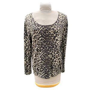 NYGARD Collection Leopard Sweater Metallic Knit Pullover Sz. 0X